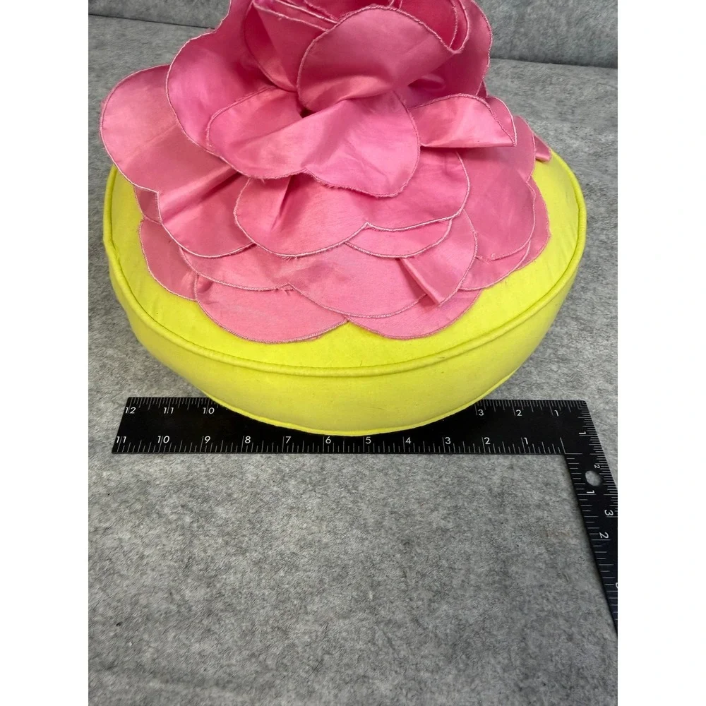 Swell Cynthia Rowley Pink Rose Flower‎ Lime Yellow Round Decorative Throw Pillow